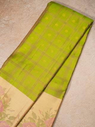 The Bonica Rose Bush Kanjeevaram in Pear Green