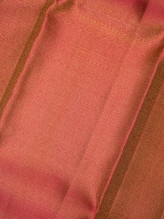 The Indian Kalamkari Peacock Kanjeevaram in Cranberry Pink