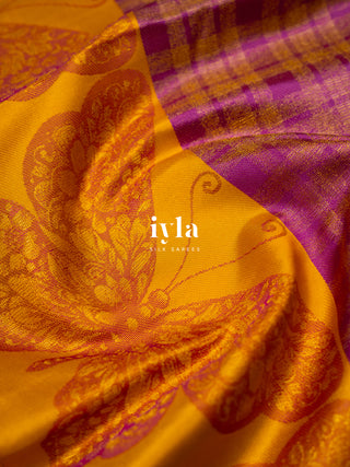 The Butterfly weave Kanjeevaram in Plum Dream