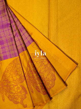 The Butterfly weave Kanjeevaram in Plum Dream
