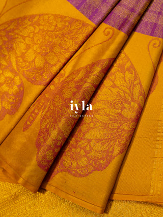 The Butterfly weave Kanjeevaram in Plum Dream