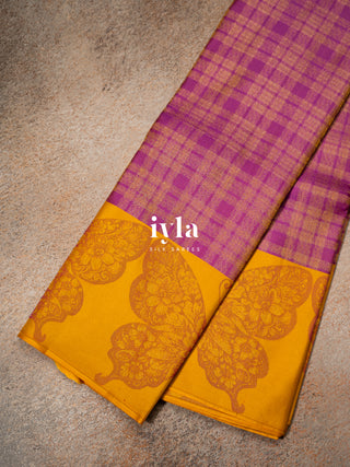 The Butterfly weave Kanjeevaram in Plum Dream