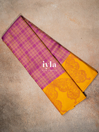The Butterfly weave Kanjeevaram in Plum Dream