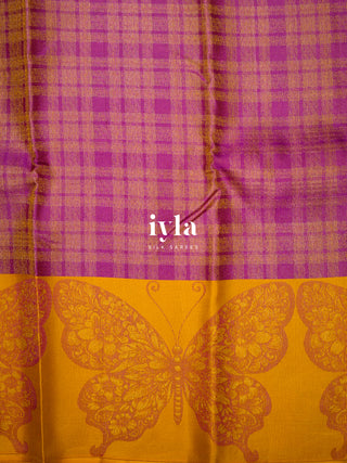 The Butterfly weave Kanjeevaram in Plum Dream