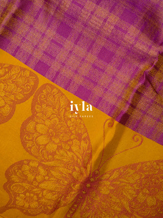 The Butterfly weave Kanjeevaram in Plum Dream