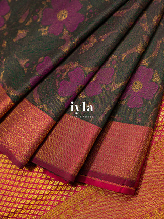 The Periwinkle Kanjeevaram in Midnight Brown