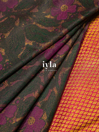The Periwinkle Kanjeevaram in Midnight Brown