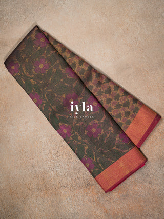 The Periwinkle Kanjeevaram in Midnight Brown
