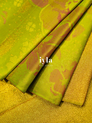 The Citrus Green Wild Flower Kanjeevaram