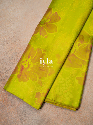 The Citrus Green Wild Flower Kanjeevaram