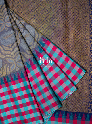 The Lotus Weave Kanjeevaram in Winter Blue