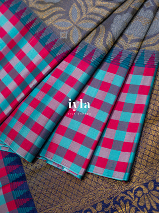The Lotus Weave Kanjeevaram in Winter Blue