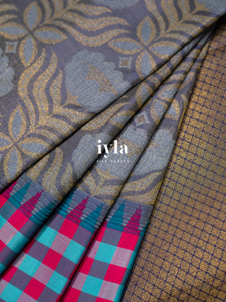 The Lotus Weave Kanjeevaram in Winter Blue