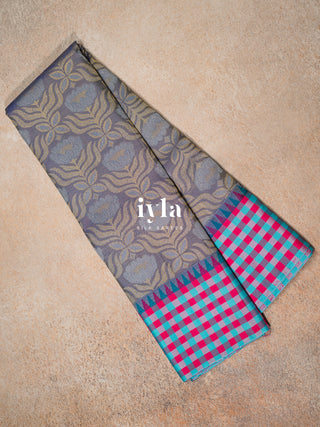The Lotus Weave Kanjeevaram in Winter Blue