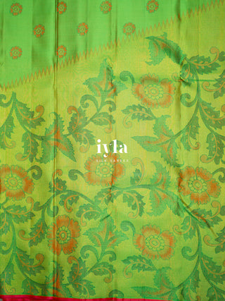 The Kalamkari Floral Kanjeevaram in Chartreuse Green