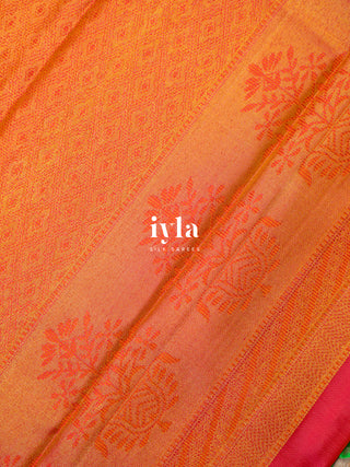 The Kalamkari Floral Kanjeevaram in Chartreuse Green