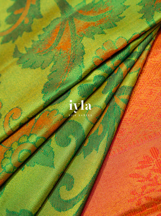 The Kalamkari Floral Kanjeevaram in Chartreuse Green