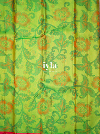 The Kalamkari Floral Kanjeevaram in Chartreuse Green