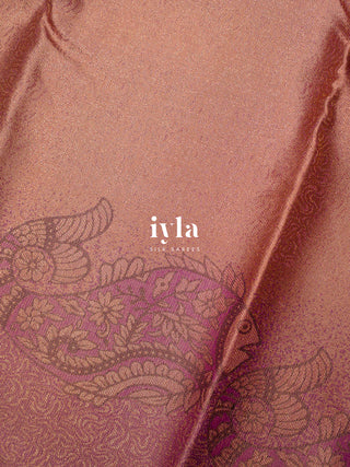 The Kalamkari Fish Weave Kanjeevaram in Brink Pink