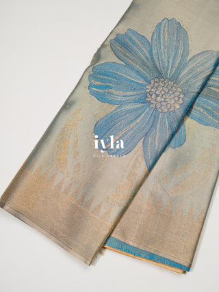 The Wild Cosmos Bloom Kanjeevaram in Baby Blue