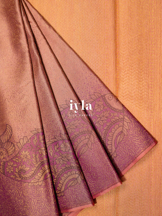 The Kalamkari Fish Weave Kanjeevaram in Brink Pink