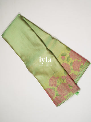 The Romantic Roses Kanjeevaram in Pistachio Green