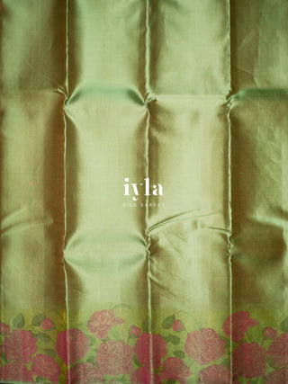 The Romantic Roses Kanjeevaram in Pistachio Green