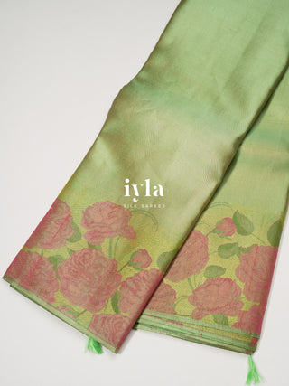 The Romantic Roses Kanjeevaram in Pistachio Green