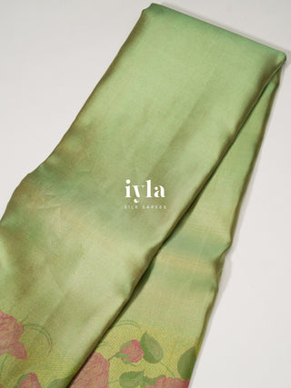 The Romantic Roses Kanjeevaram in Pistachio Green