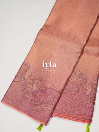 The Kalamkari Fish Weave Kanjeevaram in Brink Pink