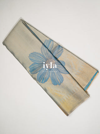The Wild Cosmos Bloom Kanjeevaram in Baby Blue
