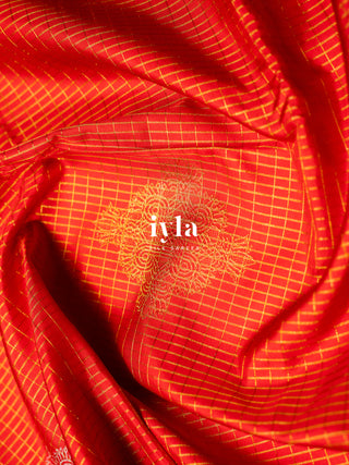 The Artisanal Folk Contemporary Kanjeevaram in Orange Red