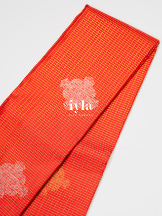 The Artisanal Folk Contemporary Kanjeevaram in Orange Red