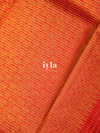 The Artisanal Folk Contemporary Kanjeevaram in Orange Red