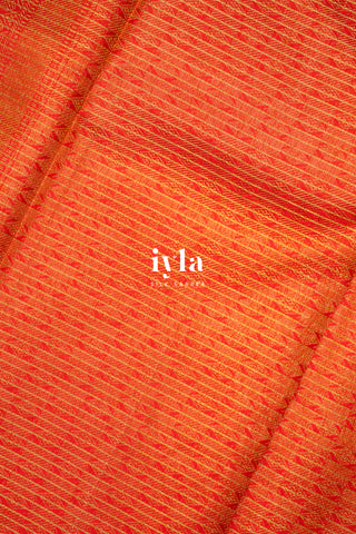 The Artisanal Folk Contemporary Kanjeevaram in Orange Red
