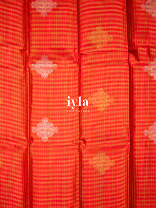 The Artisanal Folk Contemporary Kanjeevaram in Orange Red