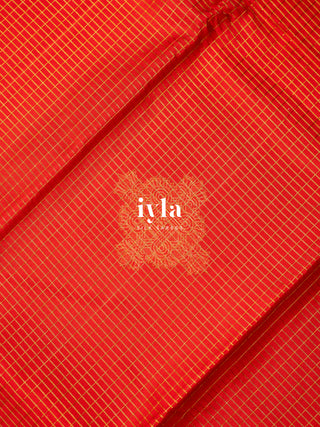 The Artisanal Folk Contemporary Kanjeevaram in Orange Red