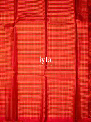 The Artisanal Folk Contemporary Kanjeevaram in Orange Red