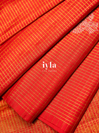 The Artisanal Folk Contemporary Kanjeevaram in Orange Red