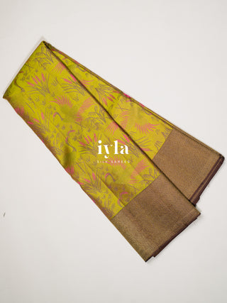 The whispers of the Pond Kanjeevaram in Avocado Green