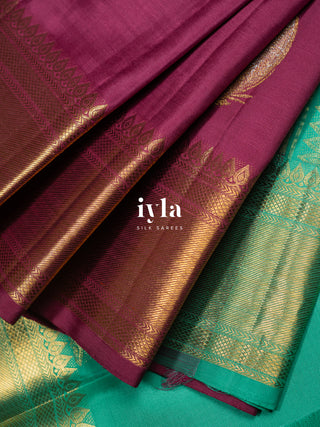 The Deer in the Moonlight Kanjeevaram in Magenta Rose