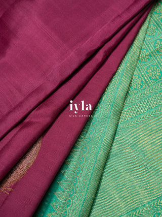 The Deer in the Moonlight Kanjeevaram in Magenta Rose