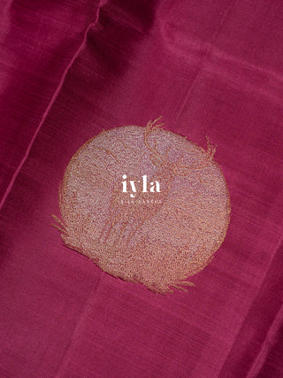 The Deer in the Moonlight Kanjeevaram in Magenta Rose