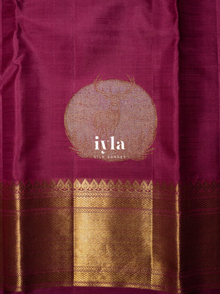 The Deer in the Moonlight Kanjeevaram in Magenta Rose