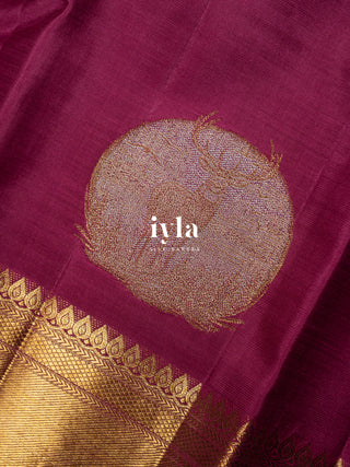 The Deer in the Moonlight Kanjeevaram in Magenta Rose