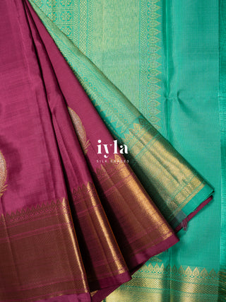 The Deer in the Moonlight Kanjeevaram in Magenta Rose