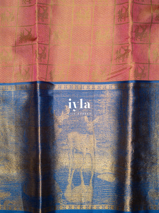 The Deers of Scandinavia Silk Saree in Pink Sorbet