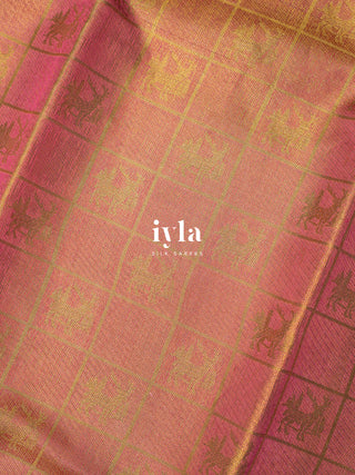 The Deers of Scandinavia Silk Saree in Pink Sorbet