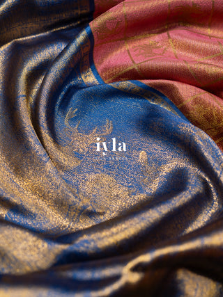 The Deers of Scandinavia Silk Saree in Pink Sorbet