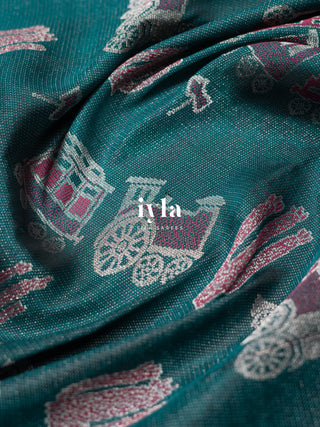 The Desert Wanderlust Kanjeevaram in Midnight Teal
